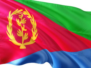 Eritre izole beyaz arka plan rüzgarda sallayarak bayrak.