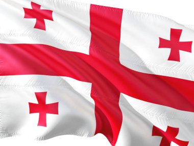 Bayrak izole beyaz arka plan rüzgarda sallayarak Gürcistan.