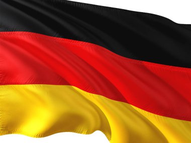 Almanya izole beyaz arka plan rüzgarda sallayarak bayrak.