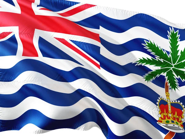 Flag British Indian Ocean Territory Waving Wind Isolated White Background — Stock Photo, Image