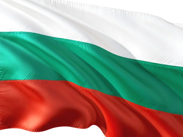 Bandera Bulgaria Ondeando Viento Fondo Blanco Aislado — Foto de Stock