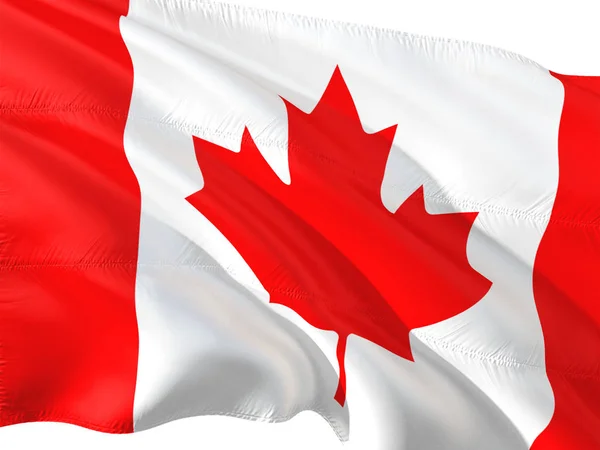 Flag Canada Waving Wind Isolated White Background — Stock Photo, Image