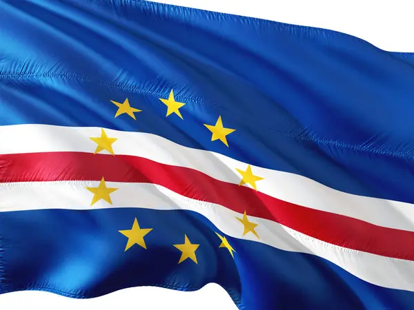 Vlag Van Kaapverdië Wuiven Wind Geïsoleerde Witte Achtergrond — Stockfoto