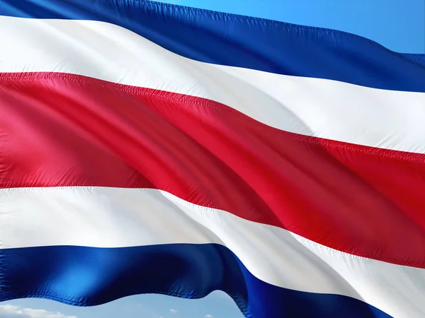 Bandiera Della Costa Rica Sventola Nel Vento Contro Cielo Blu — Foto Stock