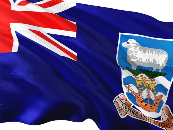 Flag Falkland Islands Waving Wind Isolated White Background — Stock Photo, Image