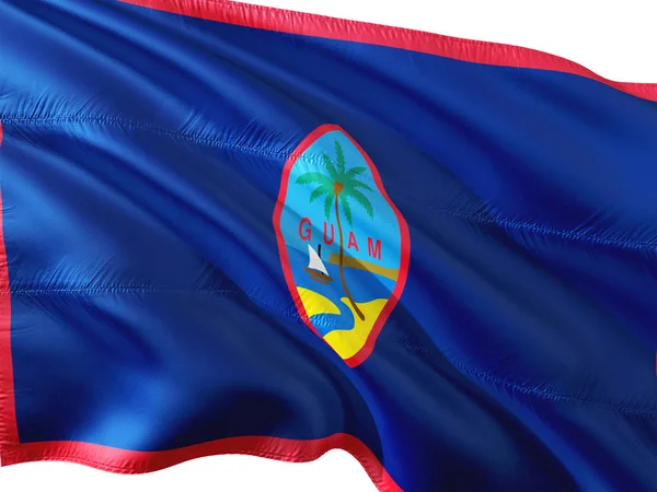 Bandera Guam Ondeando Viento Fondo Blanco Aislado — Foto de Stock
