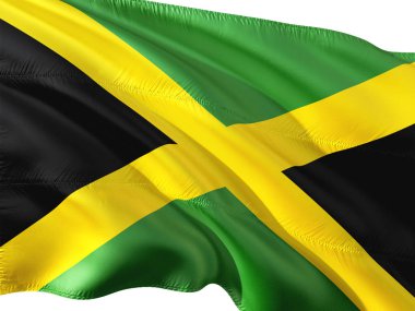 Jamaika izole beyaz arka plan rüzgarda sallayarak bayrak.