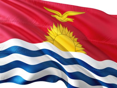 Kiribati izole beyaz arka plan rüzgarda sallayarak bayrak.