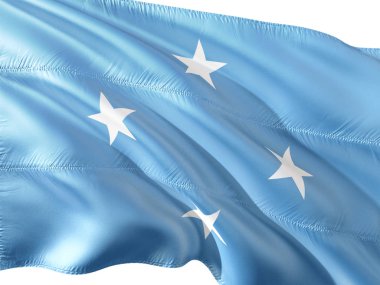 Mikronezya Federal Devletleri izole beyaz arka plan rüzgarda sallayarak bayrak.