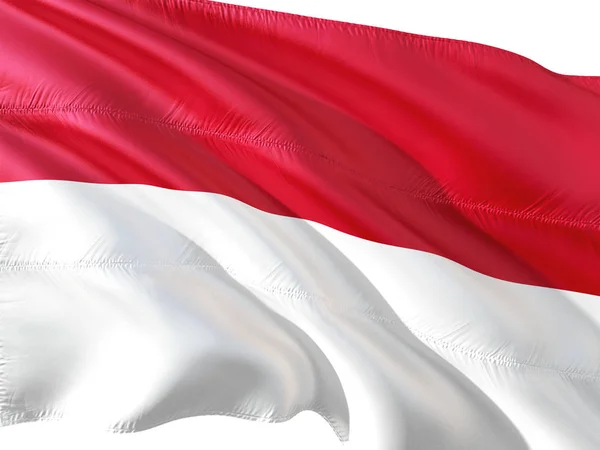 Bandeira Indonésia Acenando Vento Fundo Branco Isolado — Fotografia de Stock
