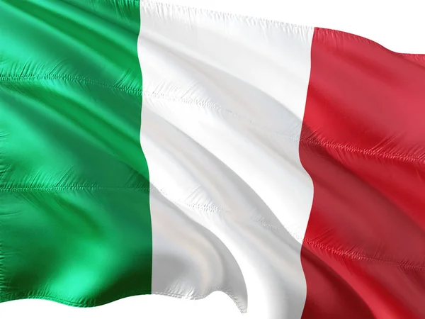 Bandera Italia Ondeando Viento Fondo Blanco Aislado — Foto de Stock