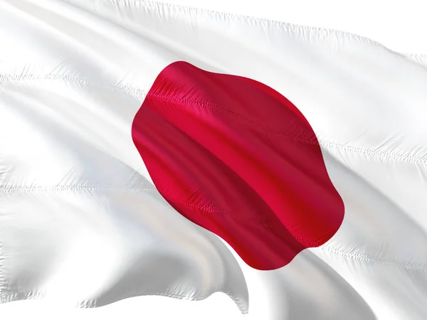 Flagge Japans Weht Wind Isolierter Weißer Hintergrund — Stockfoto