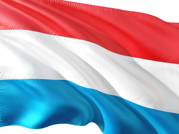 Прапор Люксембургу Розмахуючи Вітрі Ізольованих Білим Тлом — стокове фото
