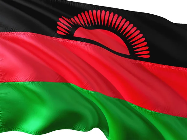 Malavi Izole Beyaz Arka Plan Rüzgarda Sallayarak Bayrak — Stok fotoğraf
