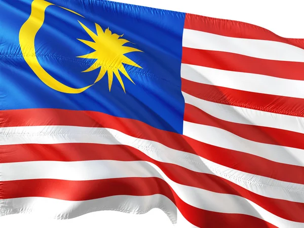 Malezya Izole Beyaz Arka Plan Rüzgarda Sallayarak Bayrak — Stok fotoğraf
