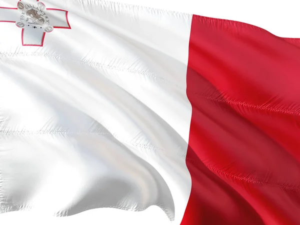 马耳他的旗子在风中挥动 被隔绝的白色背景 — 图库照片