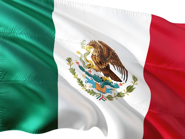 墨西哥的旗子在风挥动 被隔绝的白色背景 — 图库照片