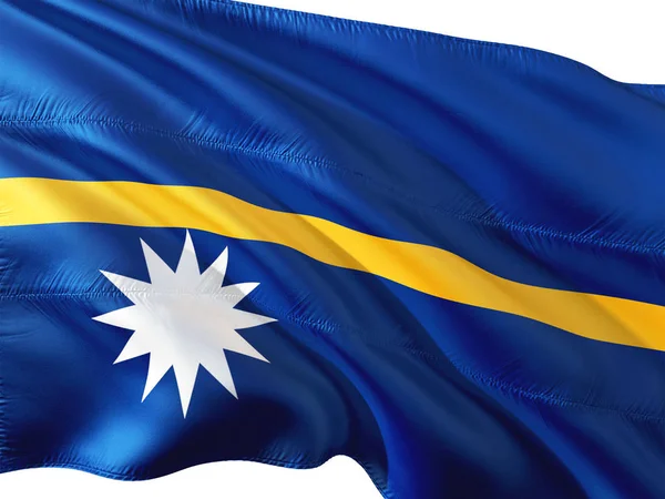 Nauru izole beyaz arka plan rüzgarda sallayarak bayrak.