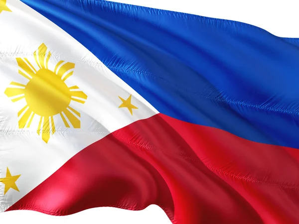 Флаг Филиппин Развевающийся Ветру Изолированный Белый Фон — стоковое фото