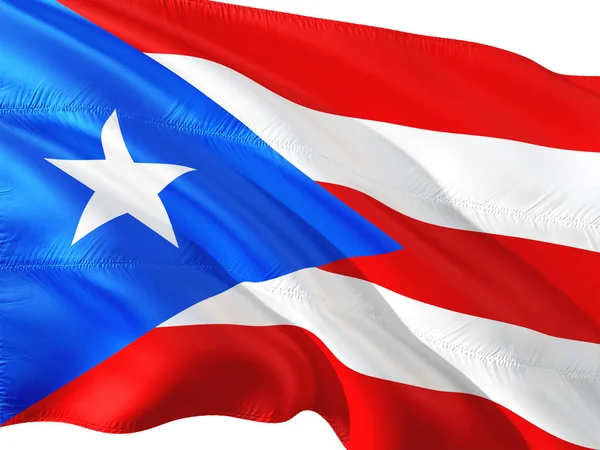 Porto Riko Izole Beyaz Arka Plan Rüzgarda Sallayarak Bayrak — Stok fotoğraf