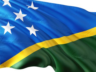 Solomon Adaları izole beyaz arka plan rüzgarda sallayarak bayrağı.