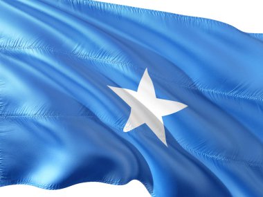 Somali izole beyaz arka plan rüzgarda sallayarak bayrak.