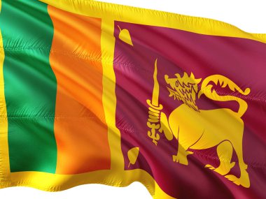 Sri Lanka izole beyaz arka plan rüzgarda sallayarak bayrak.