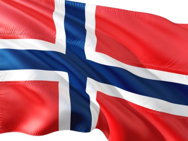 Svalbard ve Jan Mayen izole beyaz arka plan rüzgarda sallayarak bayrak.