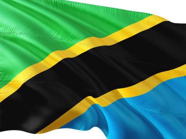 Tanzanya izole beyaz arka plan rüzgarda sallayarak bayrak.