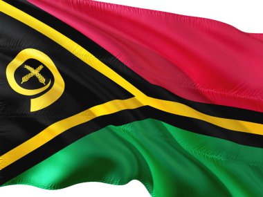 Vanuatu izole beyaz arka plan rüzgarda sallayarak bayrak.