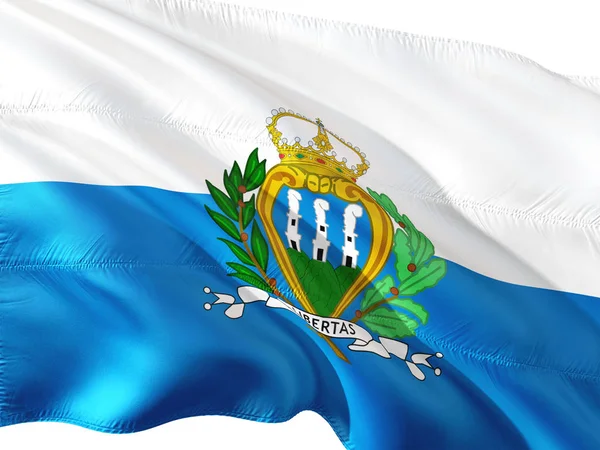 Vlag Van San Marino Wuiven Wind Geïsoleerde Witte Achtergrond — Stockfoto