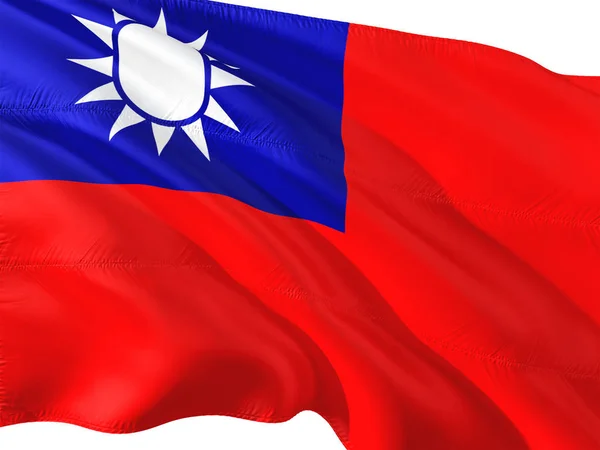 Vlag Van Taiwan Wuiven Wind Geïsoleerde Witte Achtergrond — Stockfoto