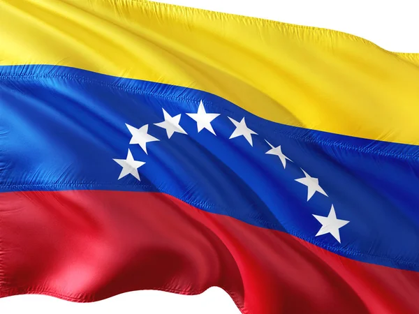 Flaga Wenezueli Macha Wietrze Białym Tle — Zdjęcie stockowe