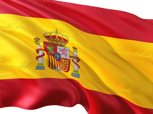 Flag Spain Waving Wind Isolated White Background — Stock Photo, Image