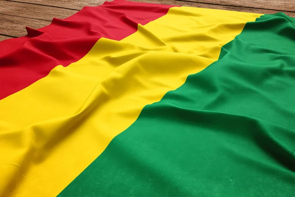 Bandera Bolivia Sobre Fondo Escritorio Madera Bandera Boliviana Seda Vista — Foto de Stock