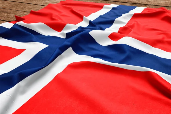 Флаг Буве Деревянном Столе Вид Сверху Шелкового Флага — стоковое фото
