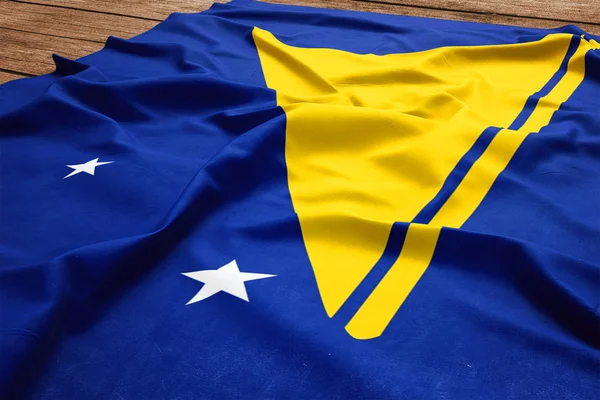 Bandiera Tokelau Sfondo Scrivania Legno Bandiera Seta Vista Dall Alto — Foto Stock