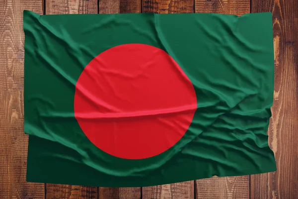 Bandera Bangladesh Sobre Fondo Mesa Madera Vista Superior Bandera Bangladesh — Foto de Stock