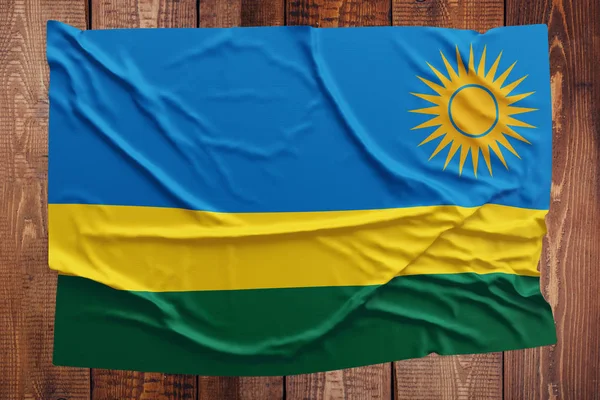 Bandera Ruanda Sobre Fondo Mesa Madera Vista Superior Bandera Ruanda — Foto de Stock