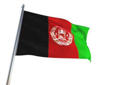 Afganistan izole beyaz arka plan rüzgarda sallayarak bayrak. Yüksek çözünürlüklü Ulusal Tema