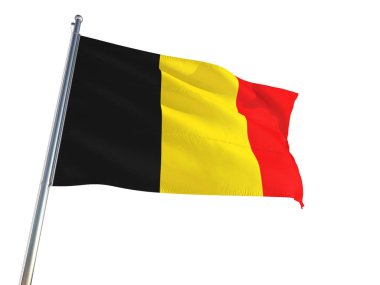 Belgium National Flag waving in the wind, isolated white background. High Definition clipart