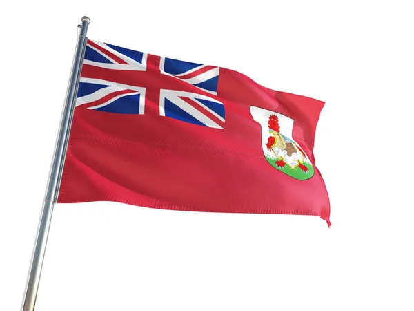 Bermuda Nationella Flagga Vajande Vinden Isolerade Vit Bakgrund High Definition — Stockfoto