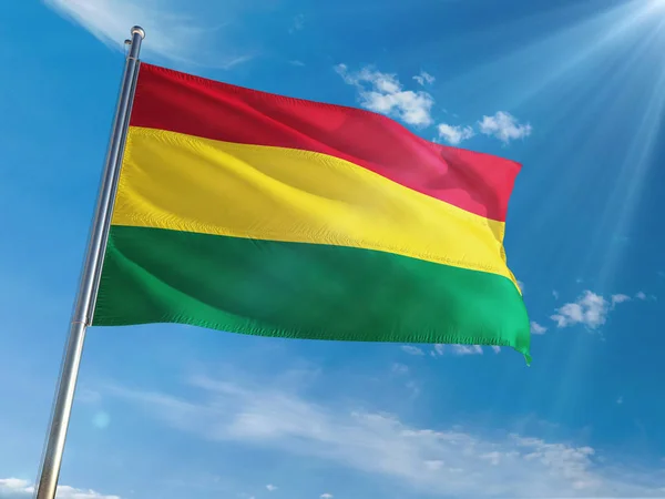 Bolivia National Flag Waving Pole Sunny Blue Sky Background High — Stock Photo, Image