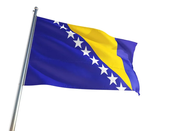 Bosnia Erzegovina Bandiera Nazionale Sventola Nel Vento Sfondo Bianco Isolato — Foto Stock