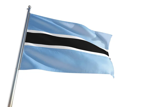 Botswana Zászlaja Integetett Szél Elszigetelt Fehér Háttér Nagy Felbontású — Stock Fotó