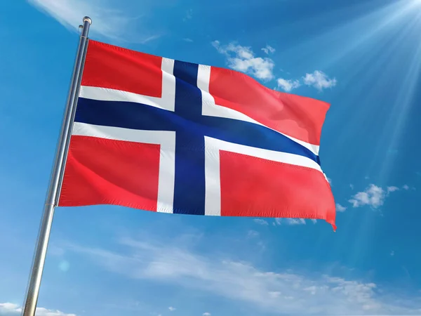 Bandiera Nazionale Delle Isole Bouvet Sventola Sul Palo Sullo Sfondo — Foto Stock