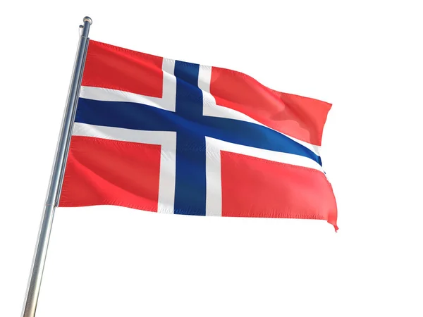 Bandeira Nacional Das Ilhas Bouvet Acenando Vento Fundo Branco Isolado — Fotografia de Stock