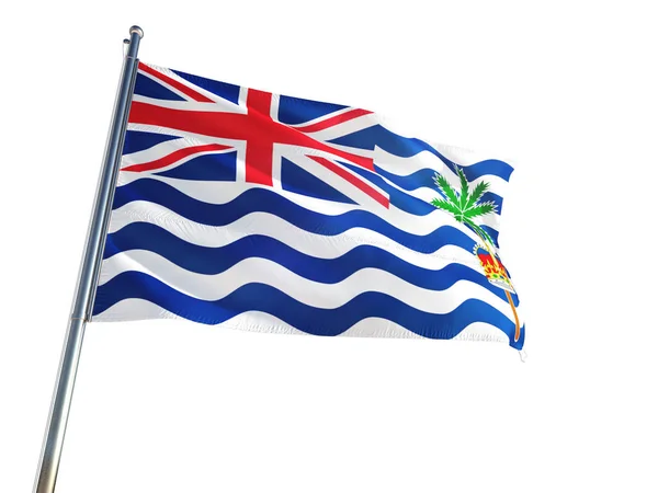 Brytyjskie Terytorium Oceanu Indyjskiego Flaga Narodowa Macha Wietrze Białym Tle — Zdjęcie stockowe