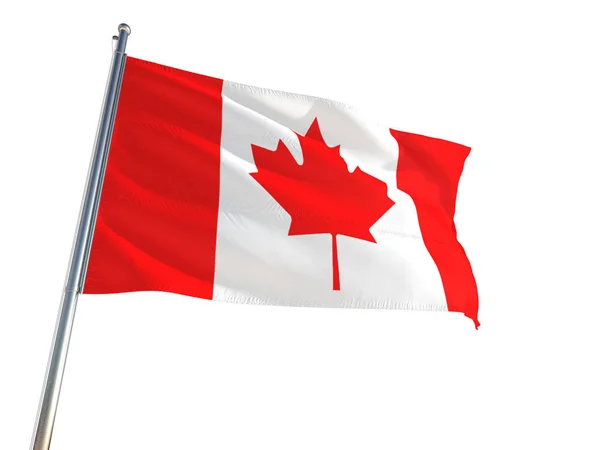 Canada Nationale Vlag Zwaaien Wind Geïsoleerd Witte Achtergrond High Definition — Stockfoto