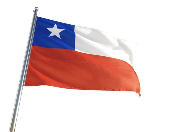 Chile Flagga Vajade Vinden Isolerade Vit Bakgrund High Definition — Stockfoto